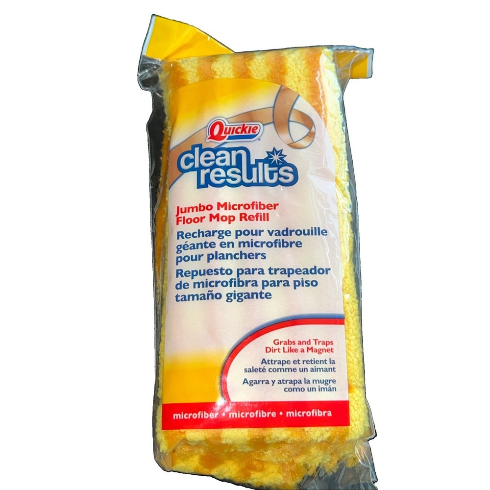 Quickie Clean Results Jumbo Microfiber Floor Mop Refill 077MCR 0774MCR Yellow
